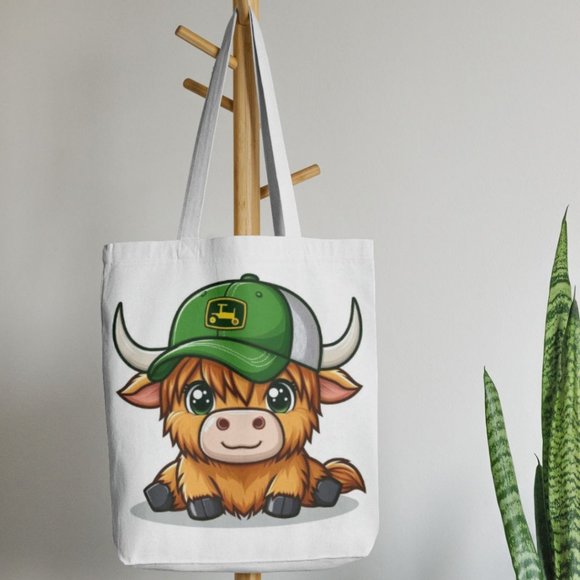 Highland Cow Western Canvas Tote Bag - Picture 1 of 2
